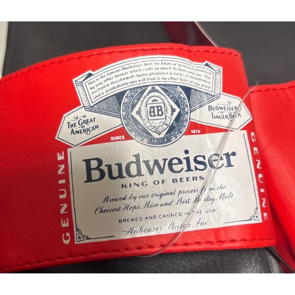 Budweiser Slides Sandals Size L 11-12 Black Red New Unisex - Picture 3 of 9